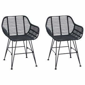 vidaXL Spisestuestol 2 stk. Rattan og Jern Svart 55 x 50 x 74 cm