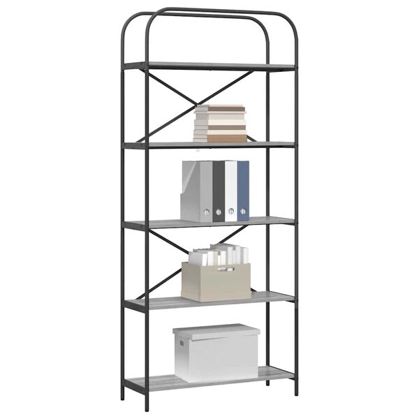 vidaXL Bokhylle Gr&aring; Sonoma 80 x 30 x 183 cm Konstruert tre