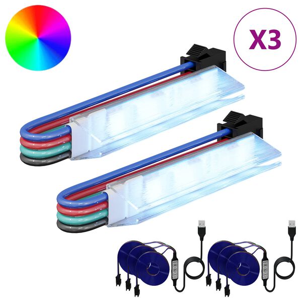 vidaXL LED Stripe 4 pcs Svart og multikolor 150 cm Kobber og plast