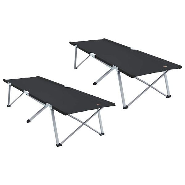 vidaXL Sammenleggbar camping seng 2 pcs Svart 194 x 62,5 x 42,5 cm