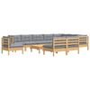 vidaXL Hagesofagruppe med gr&aring; puter 11 deler heltre furu