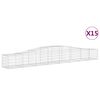 vidaXL Gabionkurver buede 15 stk 400x50x40/60 cm galvanisert jern