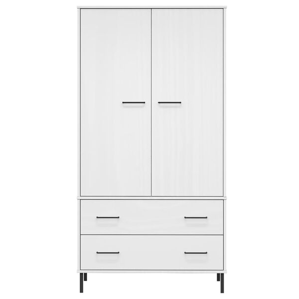 vidaXL Garderobe med metallben hvit 90x55x172,5 cm heltre OSLO