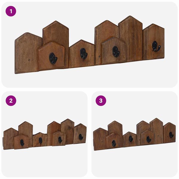 vidaXL Henger Brun 48 x 8 x 15 cm Massiv Mahogni Tre