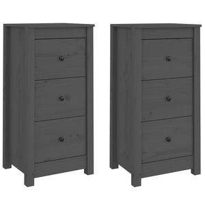 vidaXL Skjenker 2 stk gr&aring; 40x35x80 cm heltre furu
