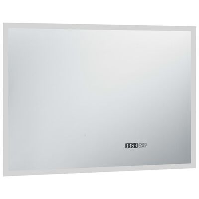 vidaXL LED-speil til bad med berøringssensor og tidsvisning 100x60 cm