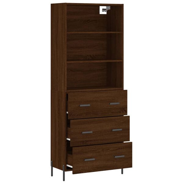 vidaXL Highboard brun eik 69,5x34x180 cm konstruert tre