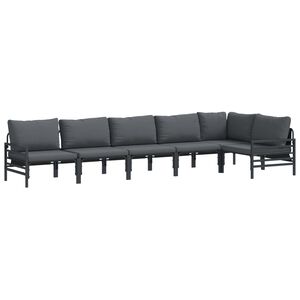 vidaXL Hagesofa Set med pute 6 pcs Svart St&aring;l