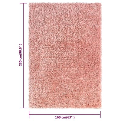 vidaXL Flossteppe med høy luv rosa 160x230 cm 50 mm