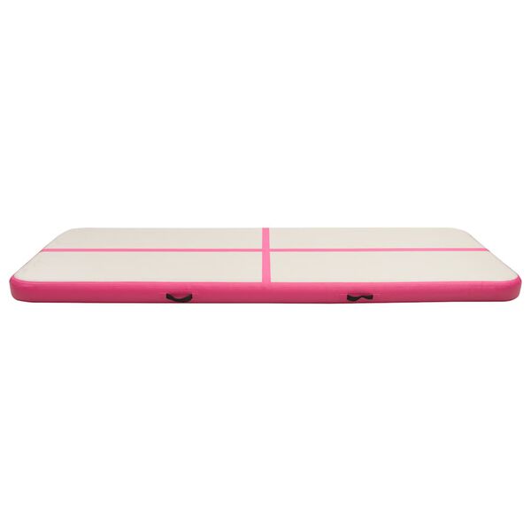 vidaXL Oppbl&aring;sbar gymnastikkmatte med pumpe 400x100x15 cm PVC rosa