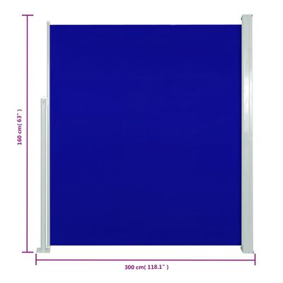 vidaXL Uttrekkbar sidemarkise 160x300 cm blå