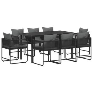 vidaXL Hage Spisegruppe 9 pcs Svart og Anthracite 160 x 80 x 73 cm