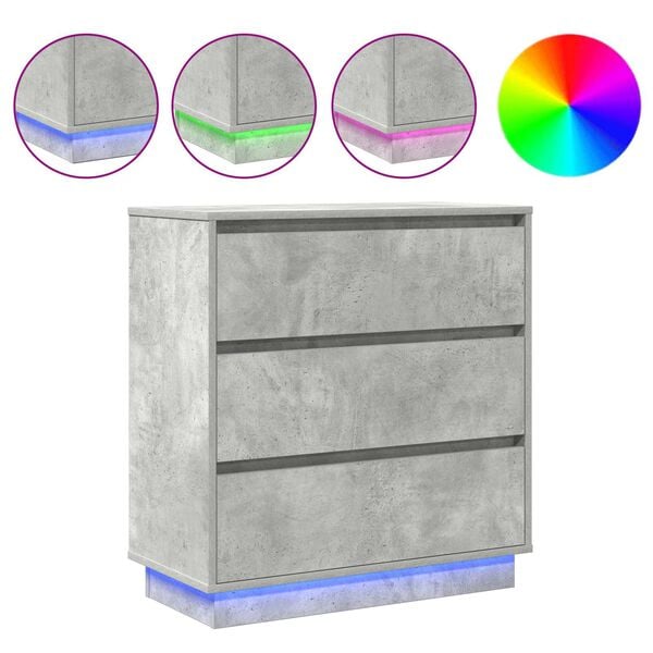 vidaXL Nattbordskap Betonggr&aring; 71 x 34,5 x 75 cm Konstruert tre