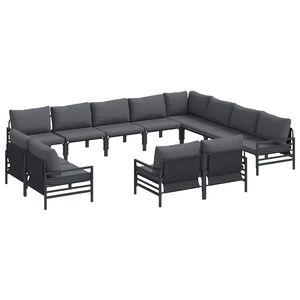 vidaXL Hagesofa Set 12 stk. Svart St&aring;l