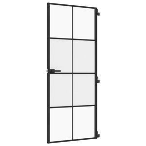 vidaXL Innerd&oslash;r slank svart 83x201,5 cm herdet glass og aluminium