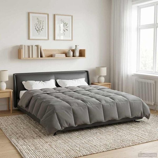 vidaXL Full &aring;r dyne Quilted Lysegr&aring; 240 x 260 cm Mikrofiber