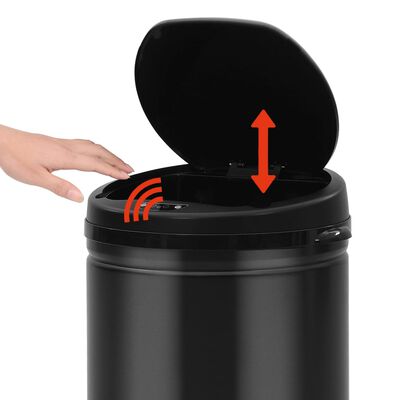 vidaXL Automatisk søppelbøtte med sensor 50 L karbonstål svart
