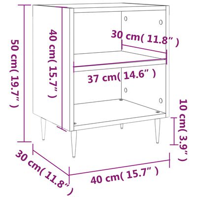 vidaXL Nattbord grå sonoma 40x30x50 cm konstruert tre