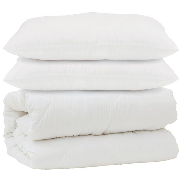 vidaXL Dyne med pute 3 pcs Hvit Mikrofiber