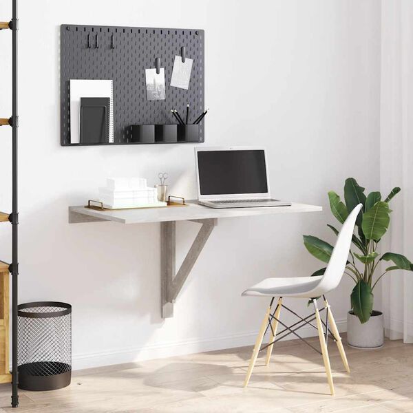 vidaXL Sammenleggbart veggbord betonggr&aring; 100x60x56 cm konstruert tre