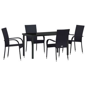 vidaXL Hage Spisegruppe 5 pcs Svart Pulverlakkert st&aring;l