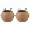 vidaXL Blomsterkrukke med h&aring;ndtak 2 pcs Naturlig &Oslash; 32 x 32 cm
