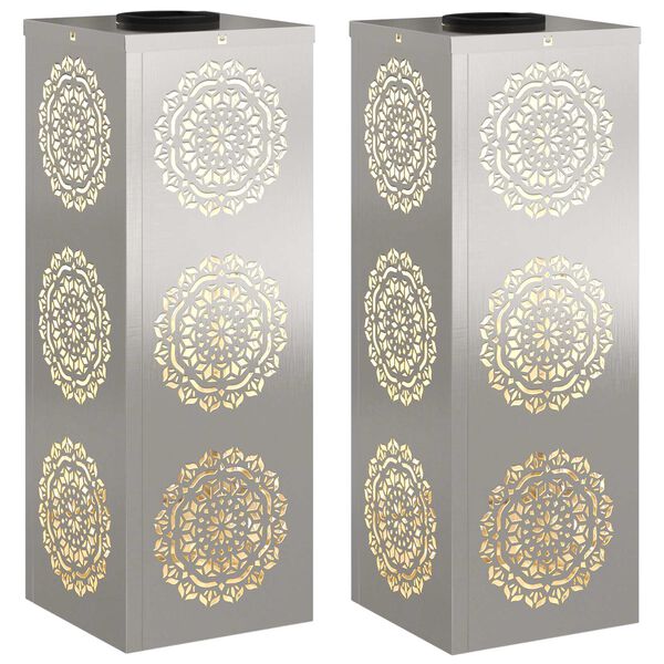 vidaXL Solenergi LED stibelys 2 pcs Rustfritt St&aring;l Rustfritt St&aring;l