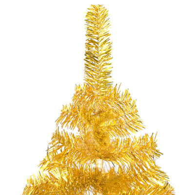 vidaXL Forhåndsbelyst kunstig juletre med stativ gull 240 cm PVC