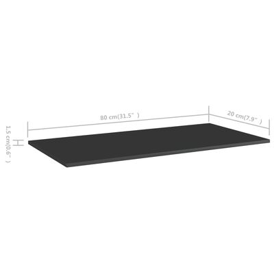 vidaXL Hylleplater 4 stk høyglans svart 80x20x1,5 cm sponplate