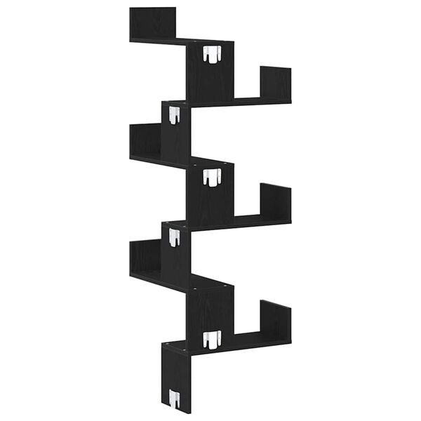 vidaXL Hjørnehylle med hylle Svart eik 45 x 45 x 147 cm Konstruert tre