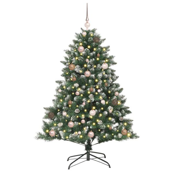 vidaXL Kunstig juletre med 150 LED gr&oslash;nn 150 cm PVC og plast og st&aring;l