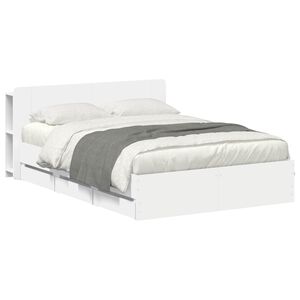 vidaXL Sengeramme med oppbevaring Hvit 150 x 200 cm Konstruert tre