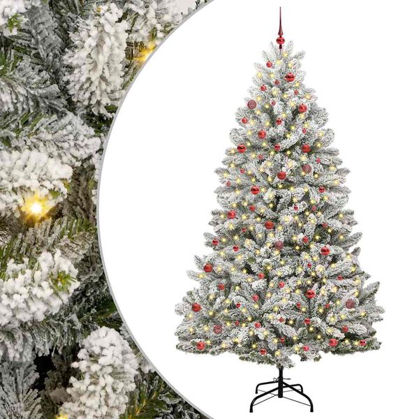 vidaXL Kunstig juletre med 300 LED Grønn og hvit 270 cm PVC og metall