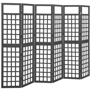 vidaXL Romdeler/espalier 6 paneler heltre svart 242,5x180 cm