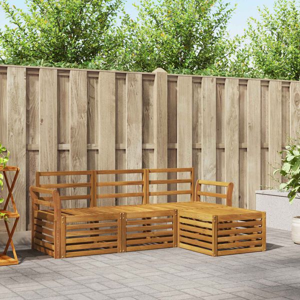 vidaXL Sofasett 4 pcs Naturlig Solid akasietre