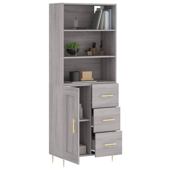 vidaXL Highboard gr&aring; sonoma 69,5x34x180 cm konstruert tre