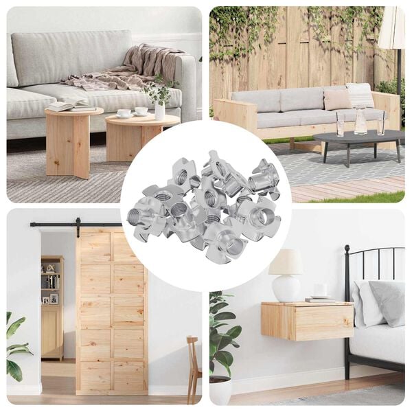 vidaXL Pronget T-mutter 7200 pcs s&oslash;lv M6 mm St&aring;l