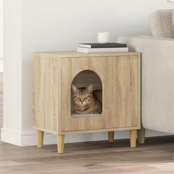 vidaXL Katt Hus Sonoma 51 x 30 x 52 cm Konstruert tre