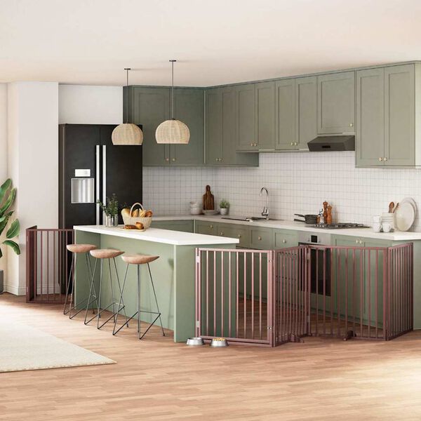 vidaXL Hundeport sammenleggbar 8 paneler brun 640 cm poppeltre