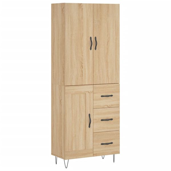 vidaXL Highboard sonoma eik 69,5x34x180 cm konstruert tre