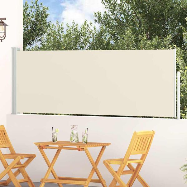 vidaXL Uttrekkbar sidemarkise 100x300 cm kremhvit
