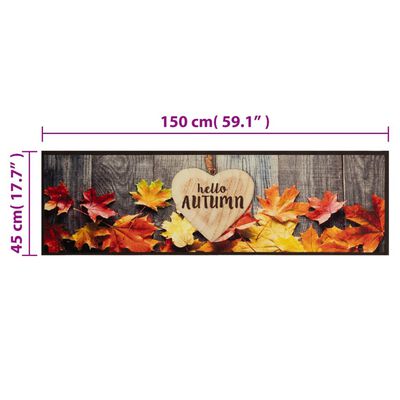 vidaXL Kjøkkenteppe vaskbar Autumn 45x150 cm fløyel