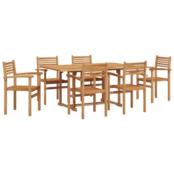 vidaXL Hage Spisegruppe 7 pcs Naturlig Solid teaktre