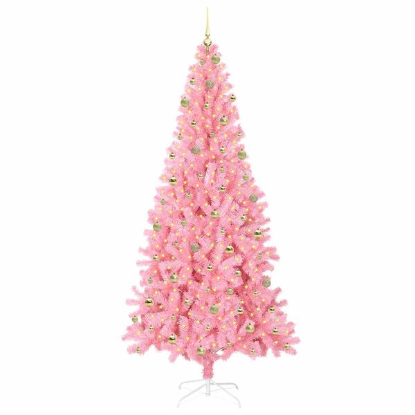 vidaXL Juletre med 300 LED med stativ Rosa 240 cm PVC