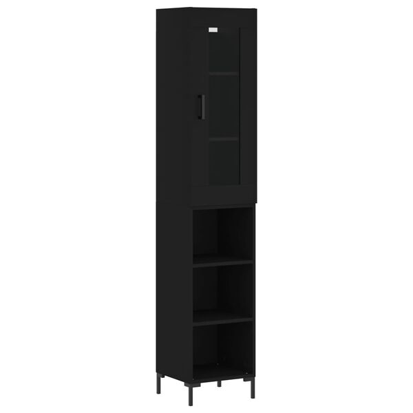 vidaXL Highboard svart 34,5x34x180 cm konstruert tre