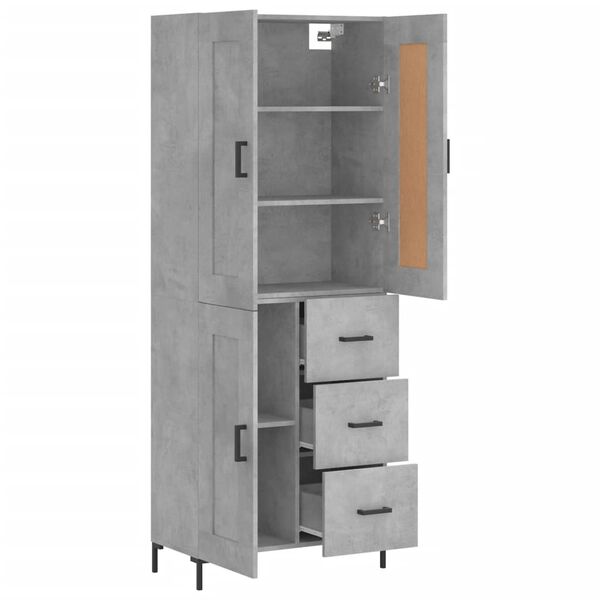 vidaXL Highboard betonggrå 69,5x34x180 cm konstruert tre