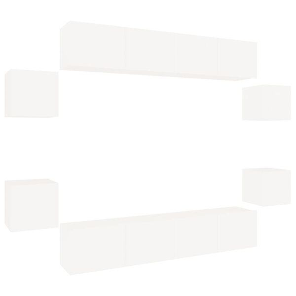 vidaXL TV-skapsett 8 deler hvit konstruert tre