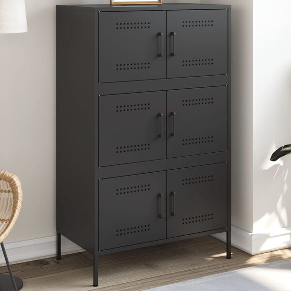 vidaXL Highboard svart 68x39x113 cm st&aring;l