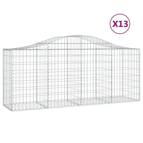 vidaXL Gabionkurver buede 13 stk 200x50x80/100 cm galvanisert jern