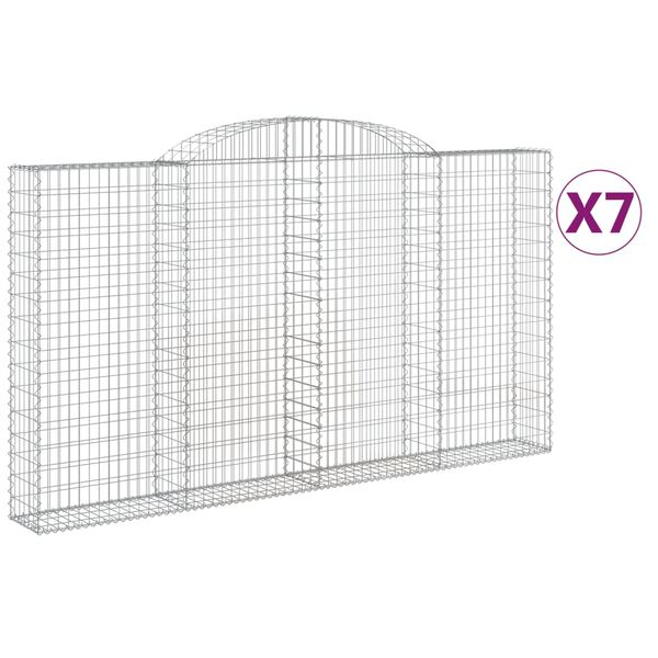 vidaXL Gabionkurver buede 7 stk 300x30x160/180 cm galvanisert jern